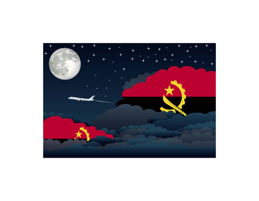 Angola Flags Night Clouds Canvas Print Framed