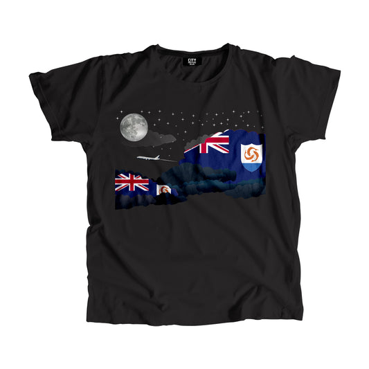 Anguilla Flags Night Clouds Unisex T-Shirt