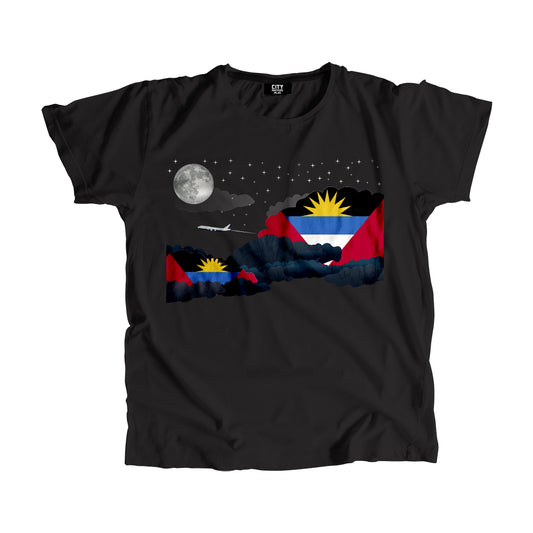 Antigua and Barbuda Flags Night Clouds Unisex T-Shirt