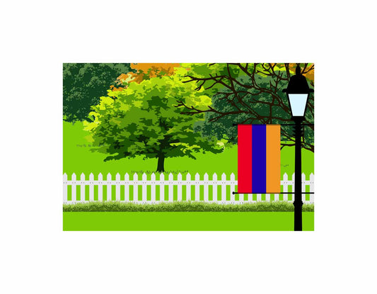 Armenia Flags Trees Street Lamp Canvas Print Framed