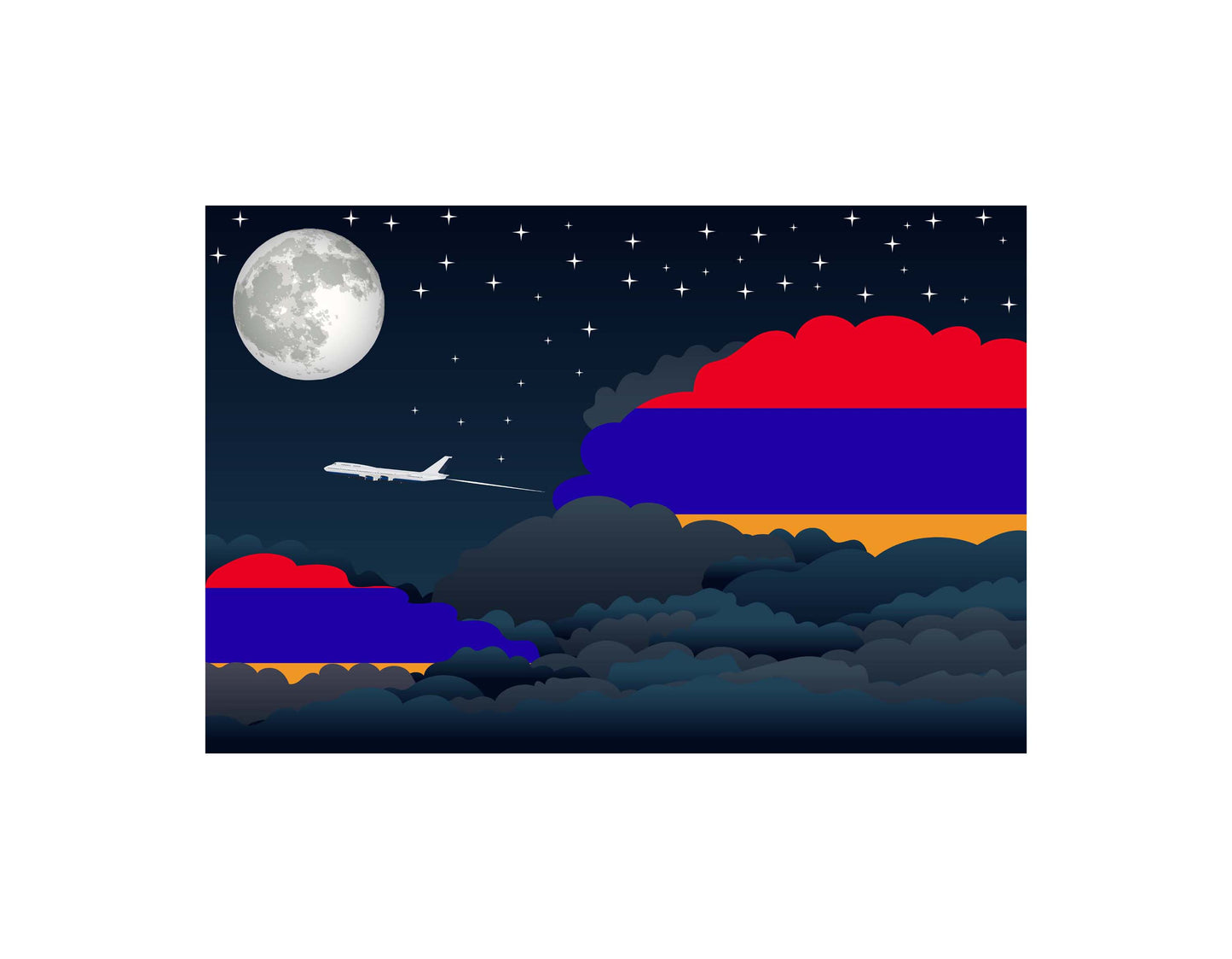 Armenia Flags Night Clouds Canvas Print Framed