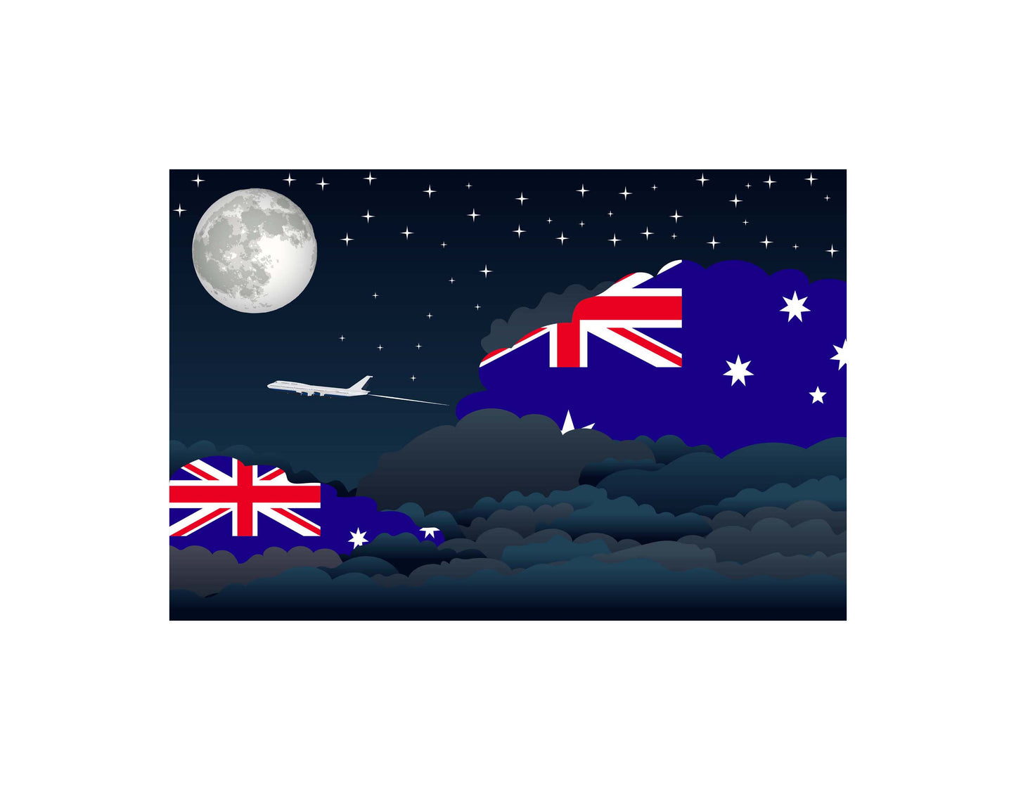 Australia Flags Night Clouds Canvas Print Framed