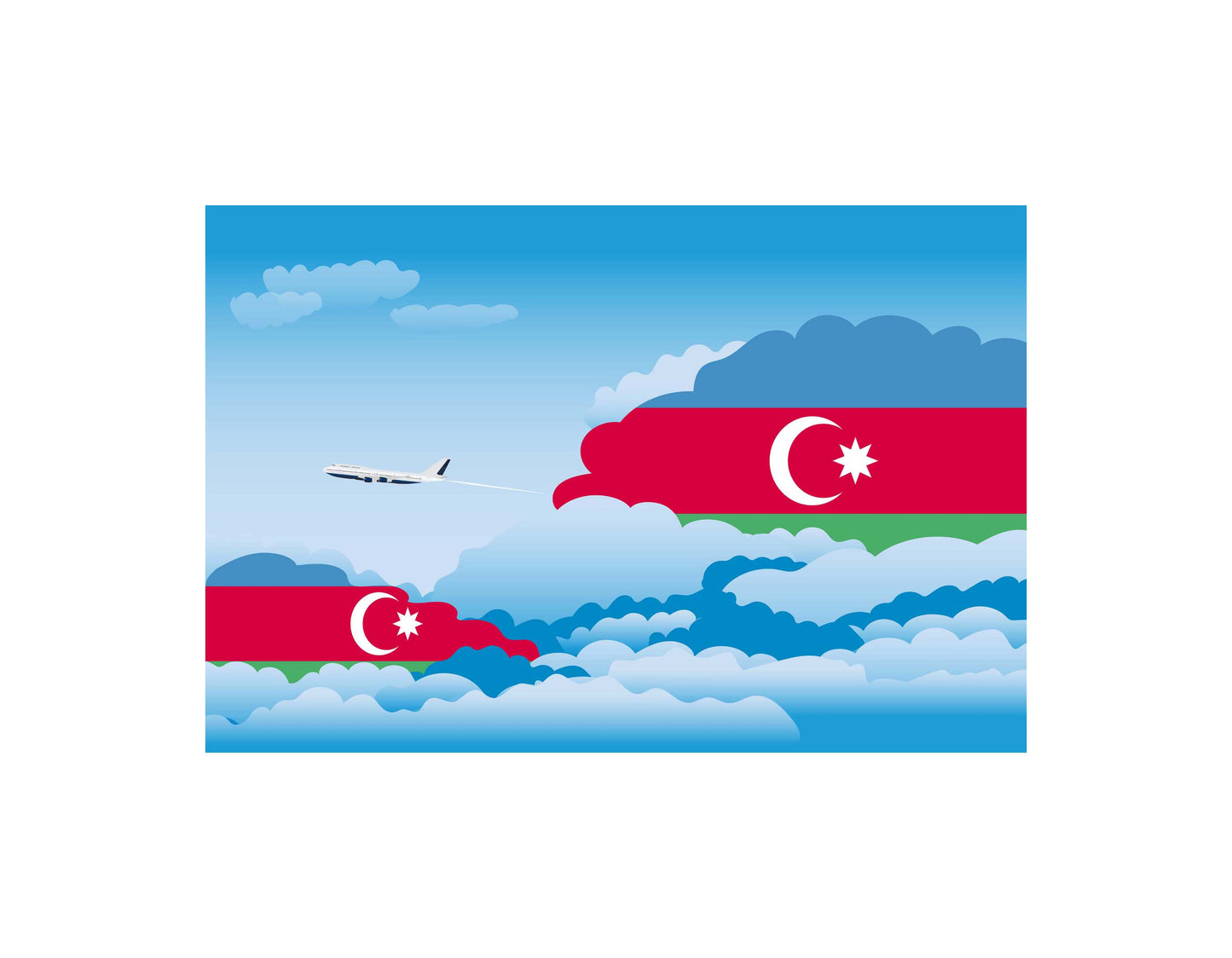 Azerbaijan Flags Day Clouds Canvas Print Framed