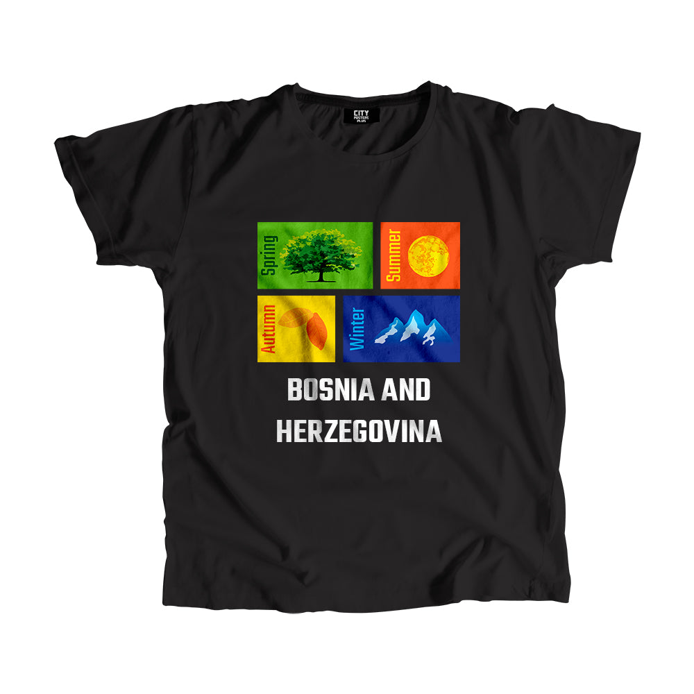 BOSNIA AND HERZEGOVINA Seasons Unisex T-Shirt (Black)