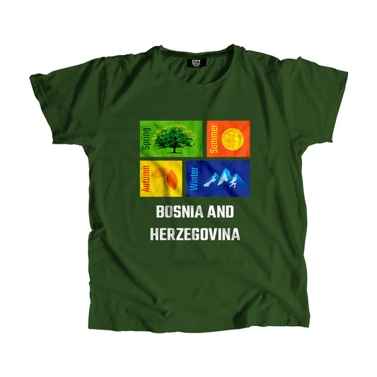 BOSNIA AND HERZEGOVINA Seasons Unisex T-Shirt (Olive Green)