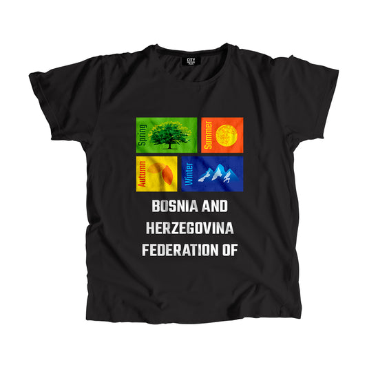 BOSNIA AND HERZEGOVINA FEDERATION OF Seasons Unisex T-Shirt (Black)