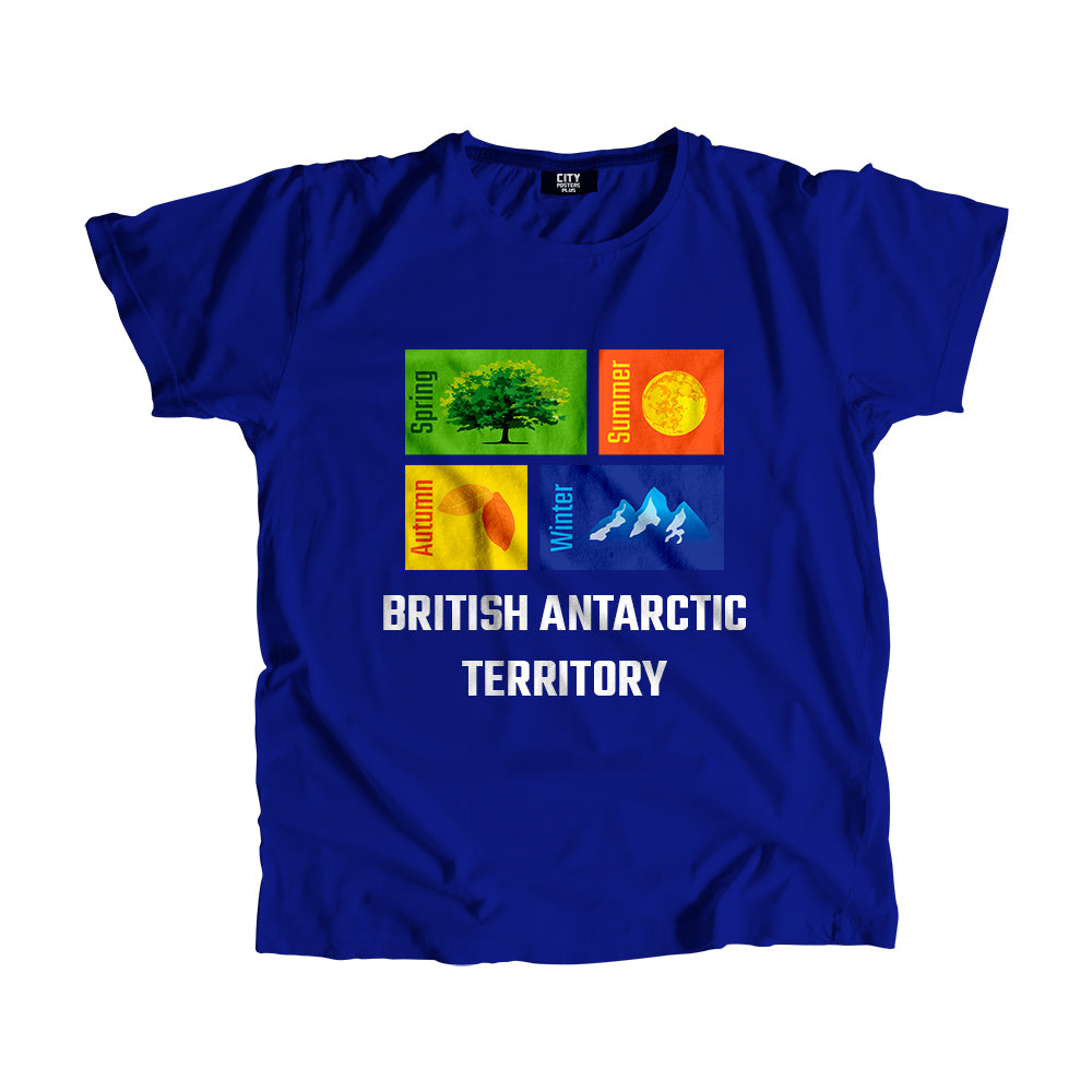 BRITISH ANTARCTIC TERRITORY Seasons Unisex T-Shirt (Royal Blue)