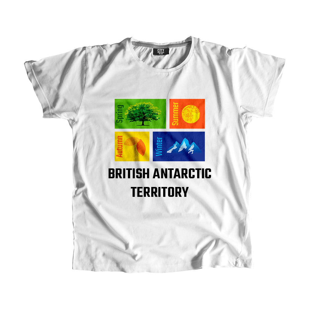 BRITISH ANTARCTIC TERRITORY Seasons Unisex T-Shirt (White)