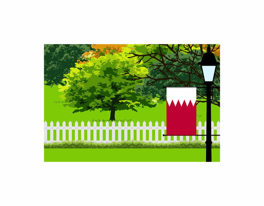 Bahrain Flags Trees Street Lamp Canvas Print Framed