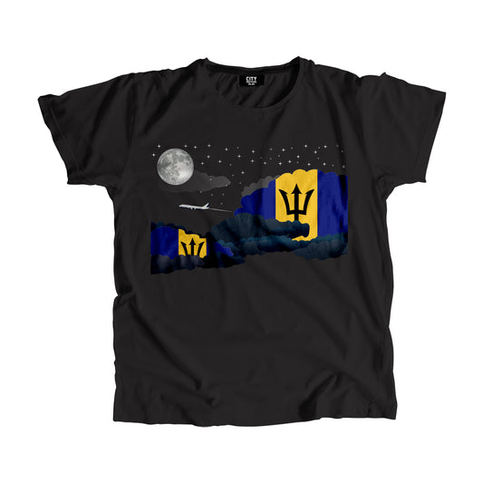 Barbados Flags Night Clouds Unisex T-Shirt