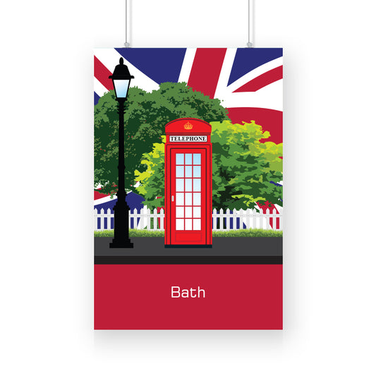 Bath Red Telephone Canvas Print Framed