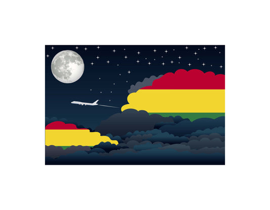 Bolivia Flags Night Clouds Canvas Print Framed