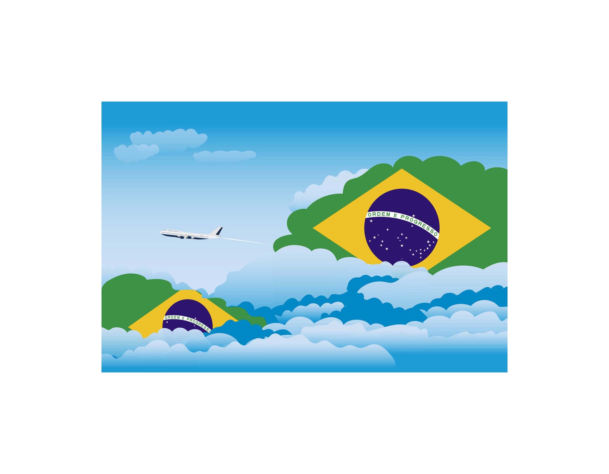 Brazil Flags Day Clouds Canvas Print Framed