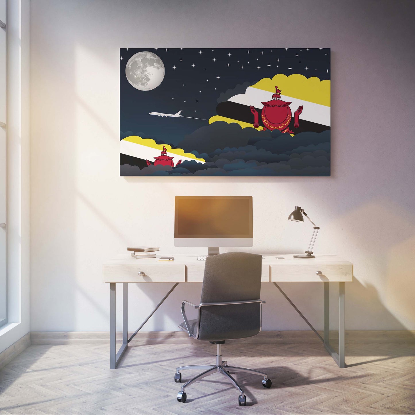 Brunei Night Clouds Canvas Print Framed