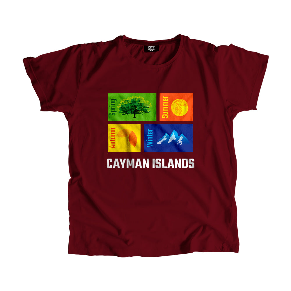 CAYMAN ISLANDS Seasons Unisex T-Shirt (Maroon)