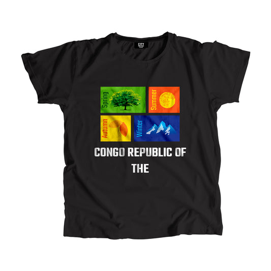 CONGO REPUBLIC OF THE Seasons Unisex T-Shirt (Black)