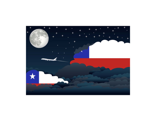 Chile Flags Night Clouds Canvas Print Framed
