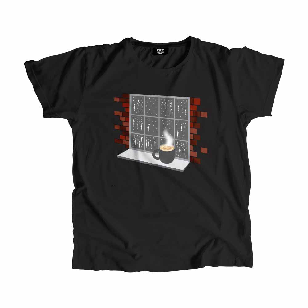 Coffee Windows Black Tshirt Mockup Coffee Rain Unisex T-Shirt