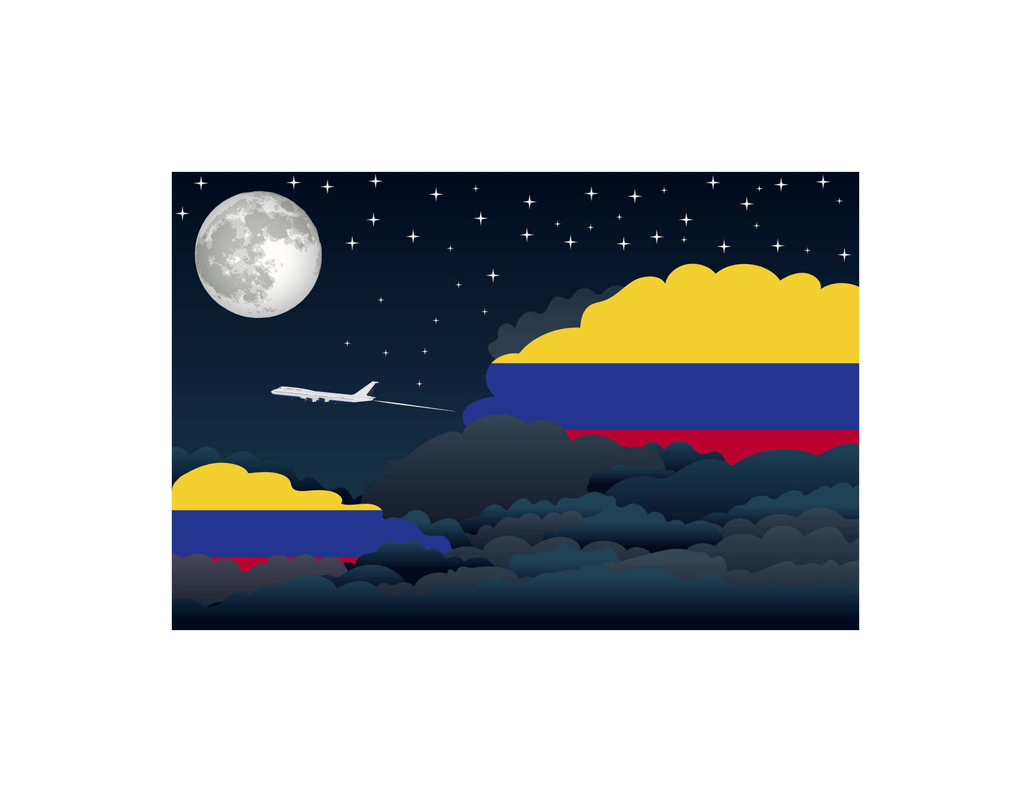 Colombia Flags Night Clouds Canvas Print Framed