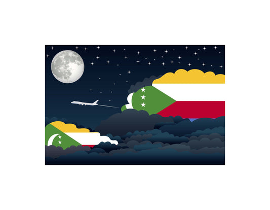 Comoros Flags Night Clouds Canvas Print Framed