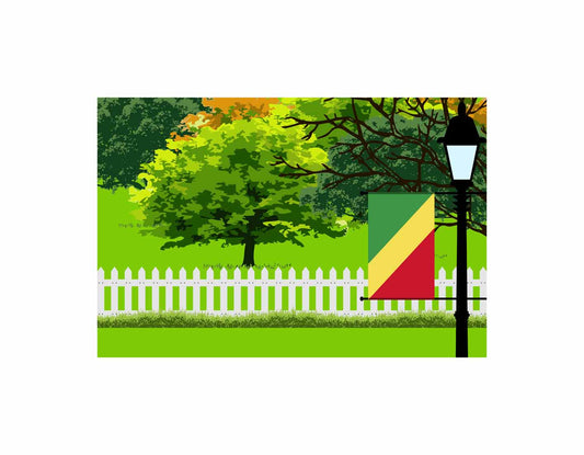 Congo Republic of the Flags Trees Street Lamp Canvas Print Framed