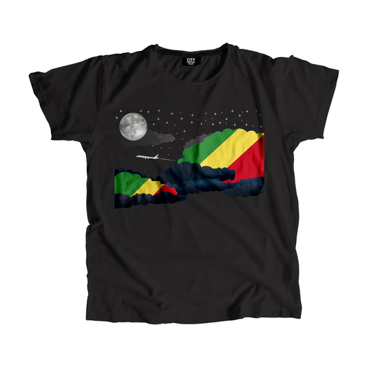Congo, Republic of the Flags Night Clouds Unisex T-Shirt
