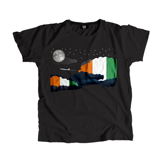 Cote D'Ivoire Flags Night Clouds Unisex T-Shirt