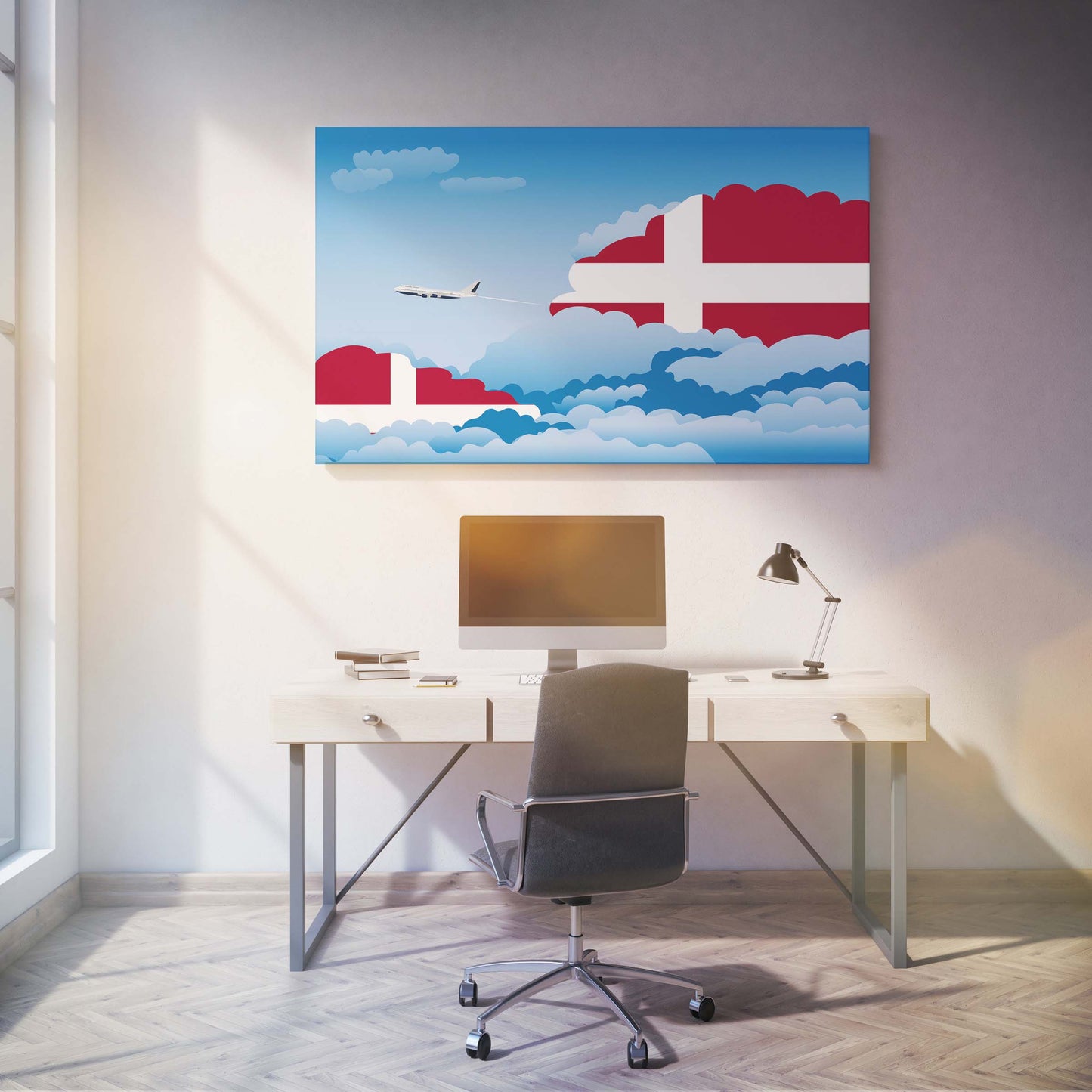 Denmark Day Clouds Canvas Print Framed