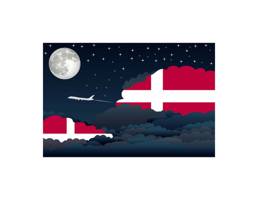 Denmark Flags Night Clouds Canvas Print Framed