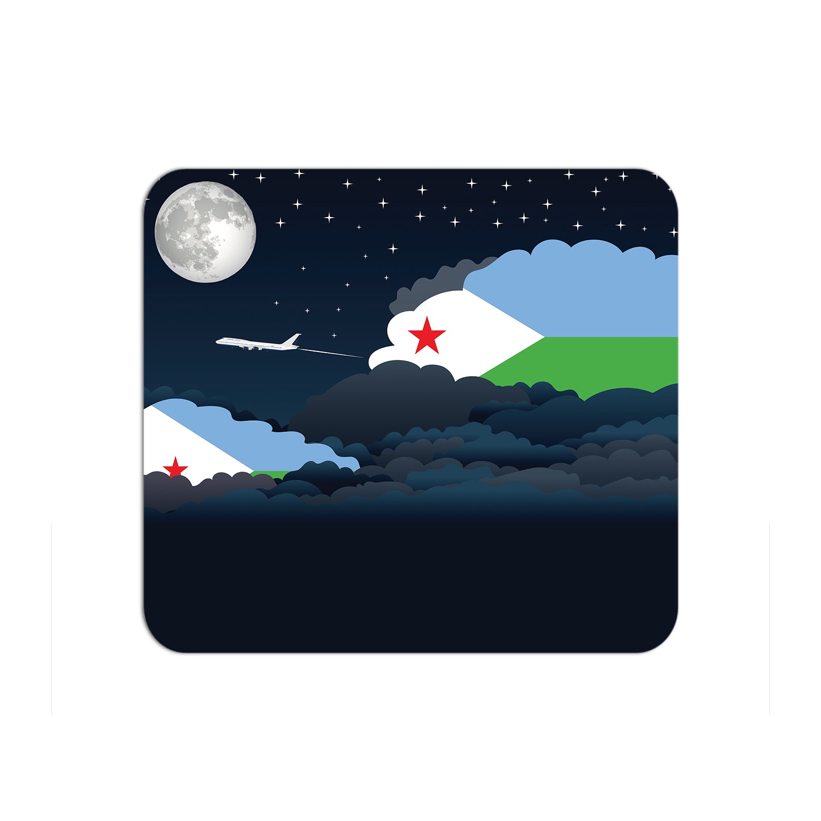 Djibouti Flag Night Clouds Mouse pad 