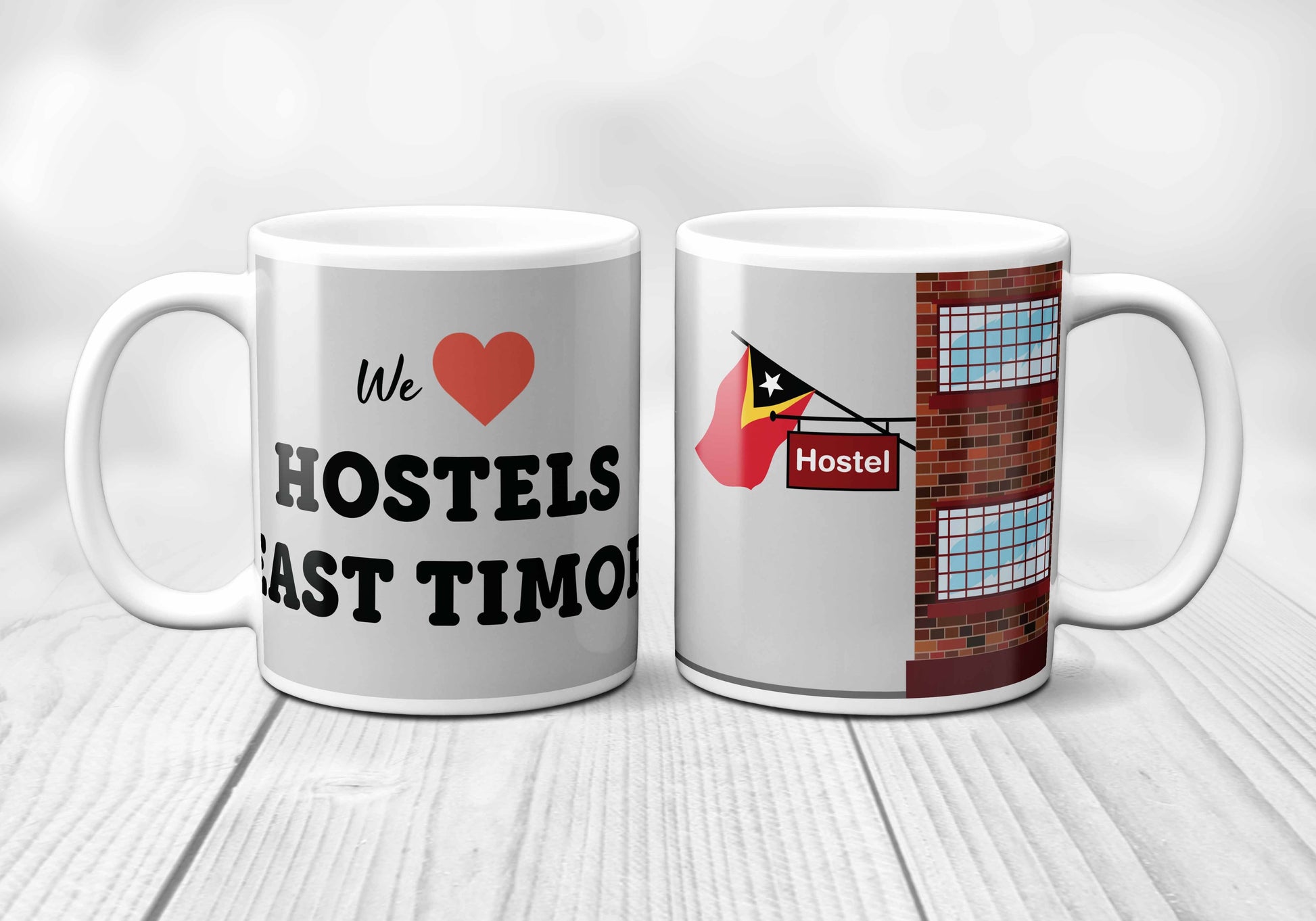 We Love EAST TIMOR Hostels Mug