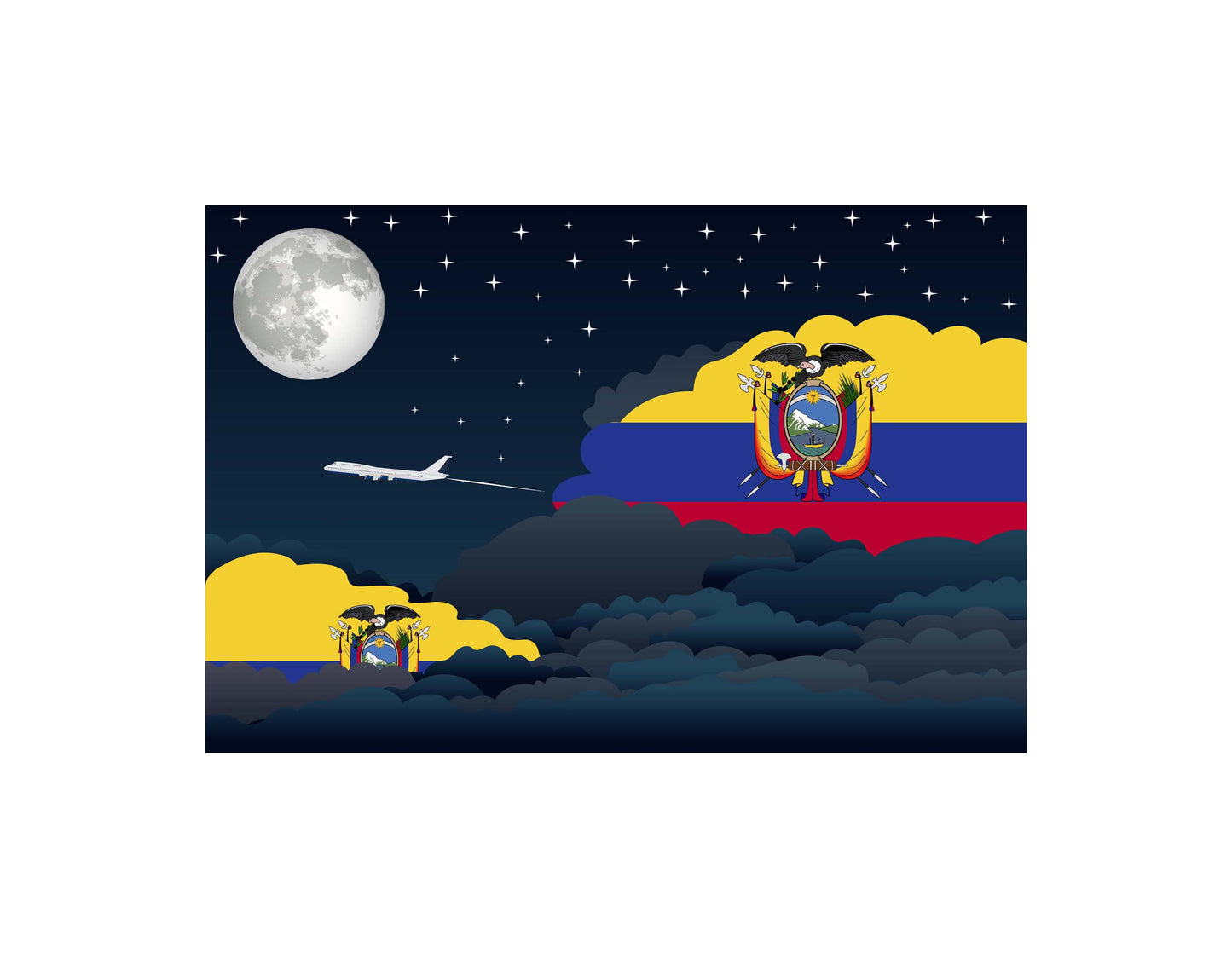 Ecuador Flags Night Clouds Canvas Print Framed