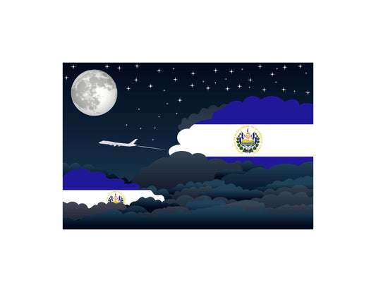 El Salvador Flags Night Clouds Canvas Print Framed