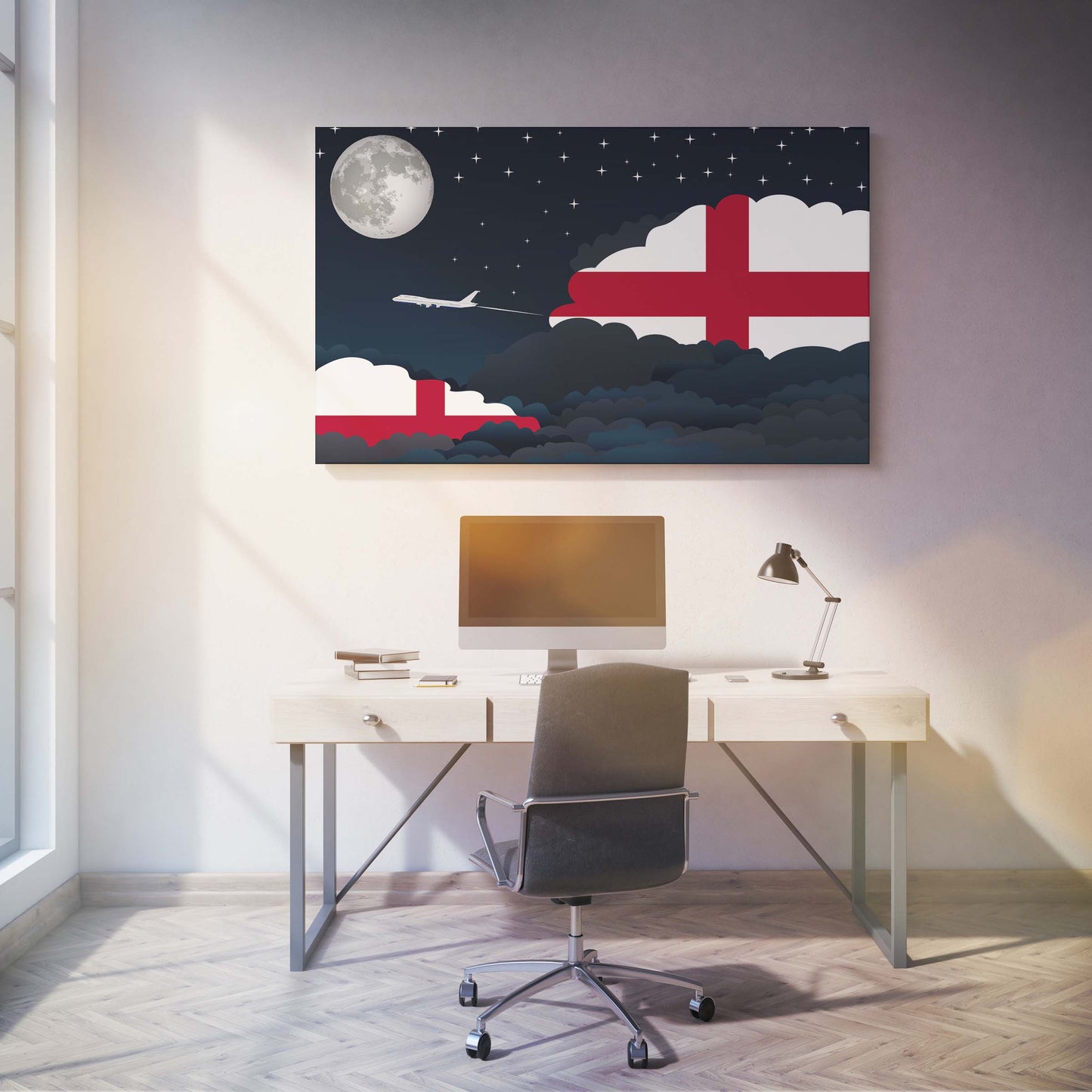 England Night Clouds Canvas Print Framed