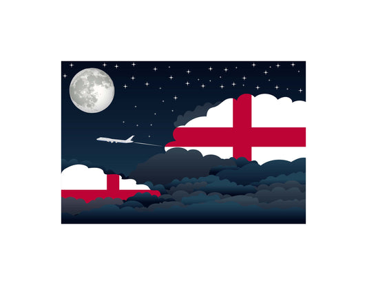 England Flags Night Clouds Canvas Print Framed