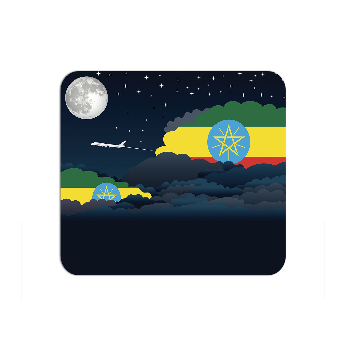 Ethiopia Flag Night Clouds Mouse pad 