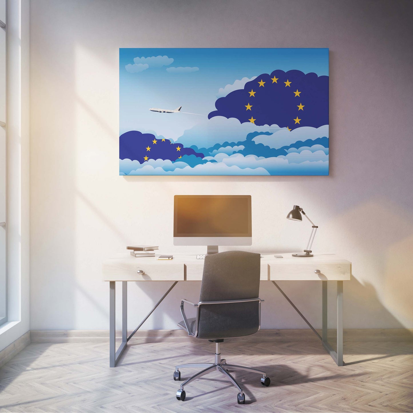 European Union Day Clouds Canvas Print Framed