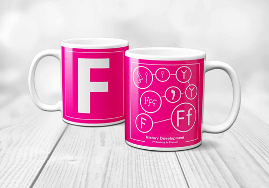 F Letter History Development Mug