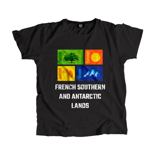FRENCH SOUTHERN AND ANTARCTIC LANDS Seasons Unisex T-Shirt (Black)