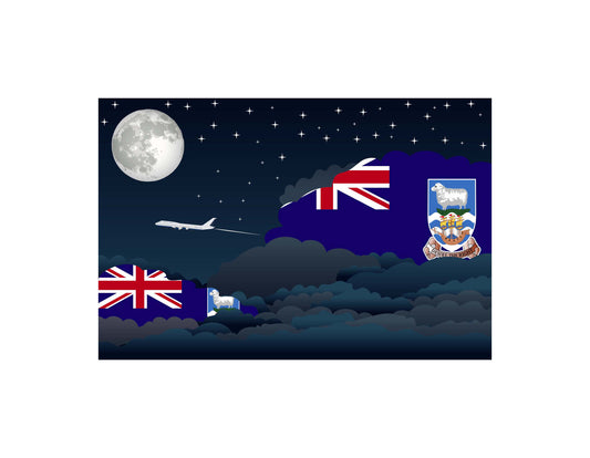 Falkland Islands Flags Night Clouds Canvas Print Framed