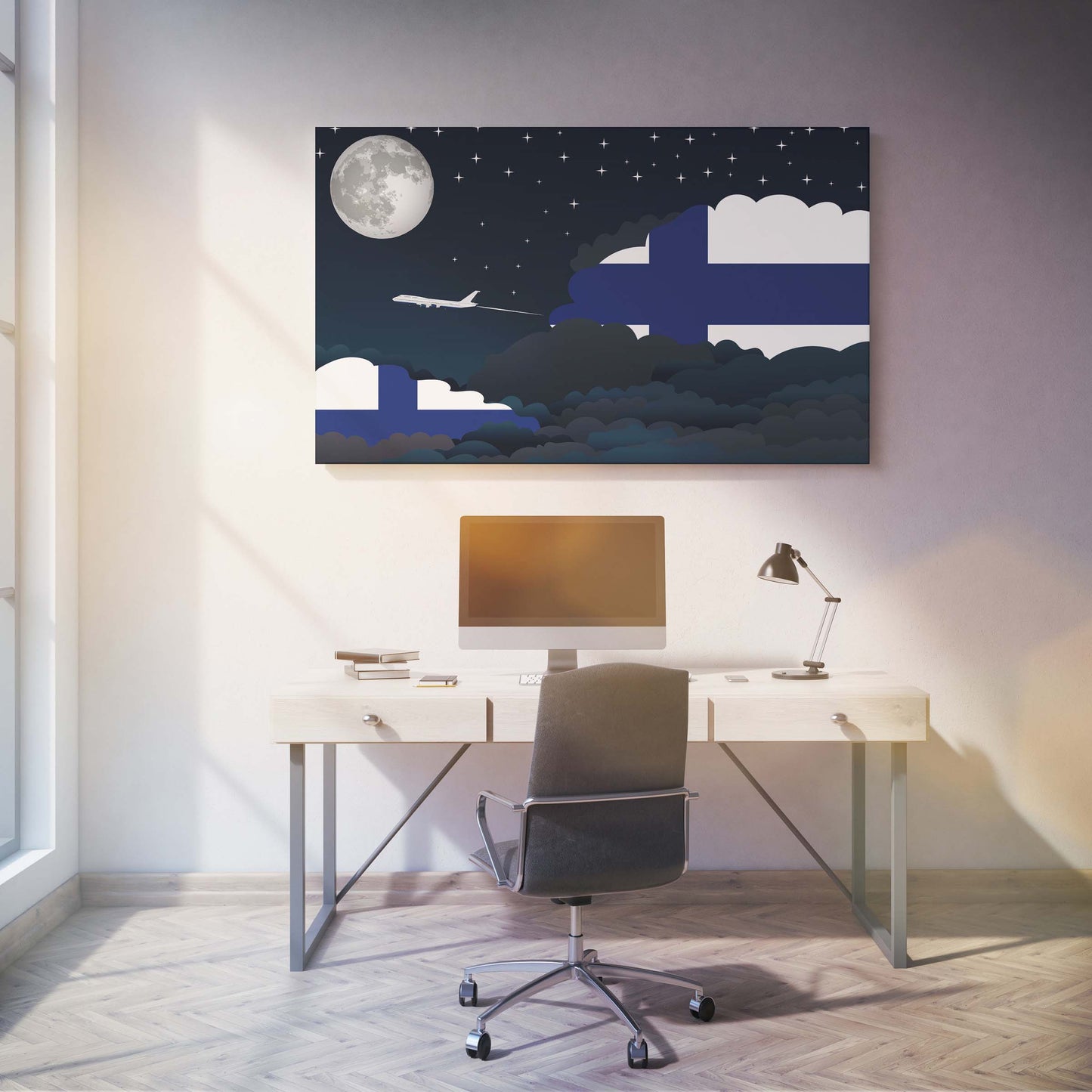 Finland Night Clouds Canvas Print Framed