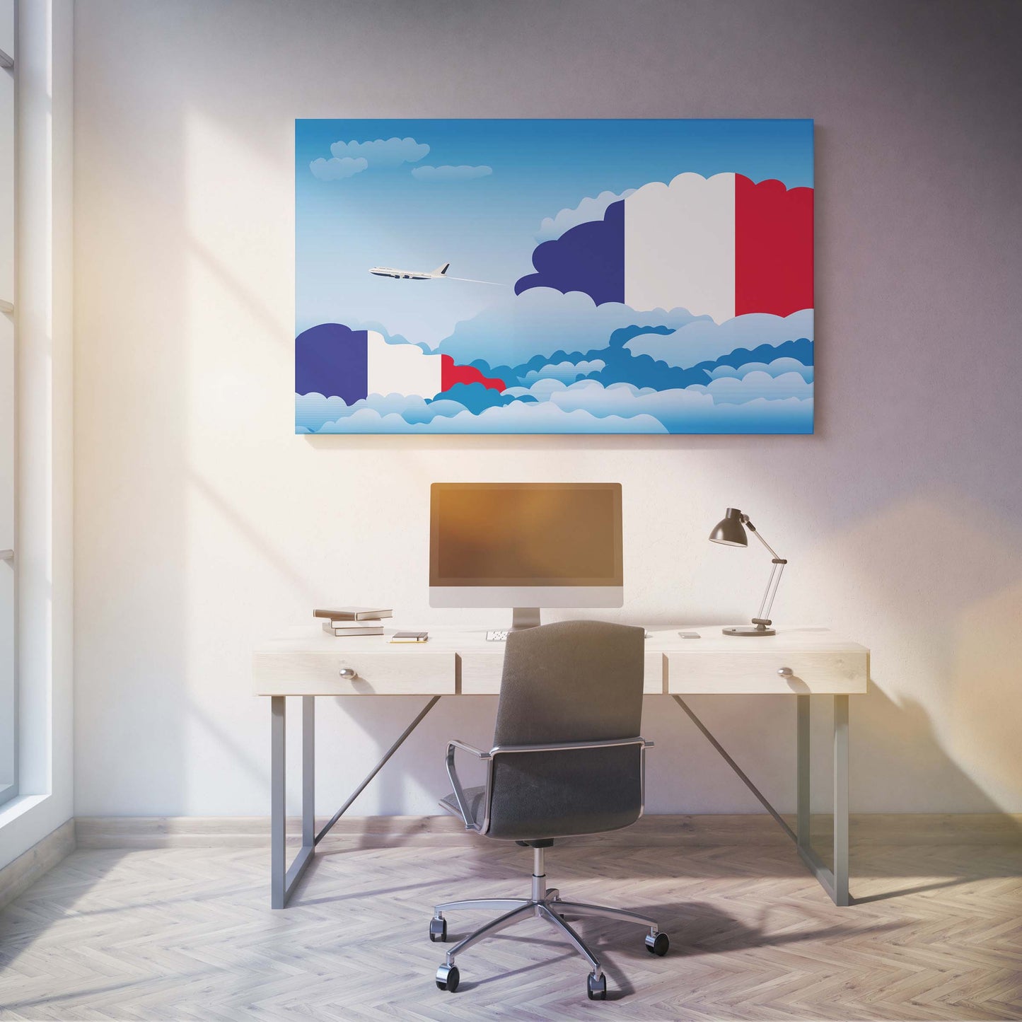 France Day Clouds Canvas Print Framed