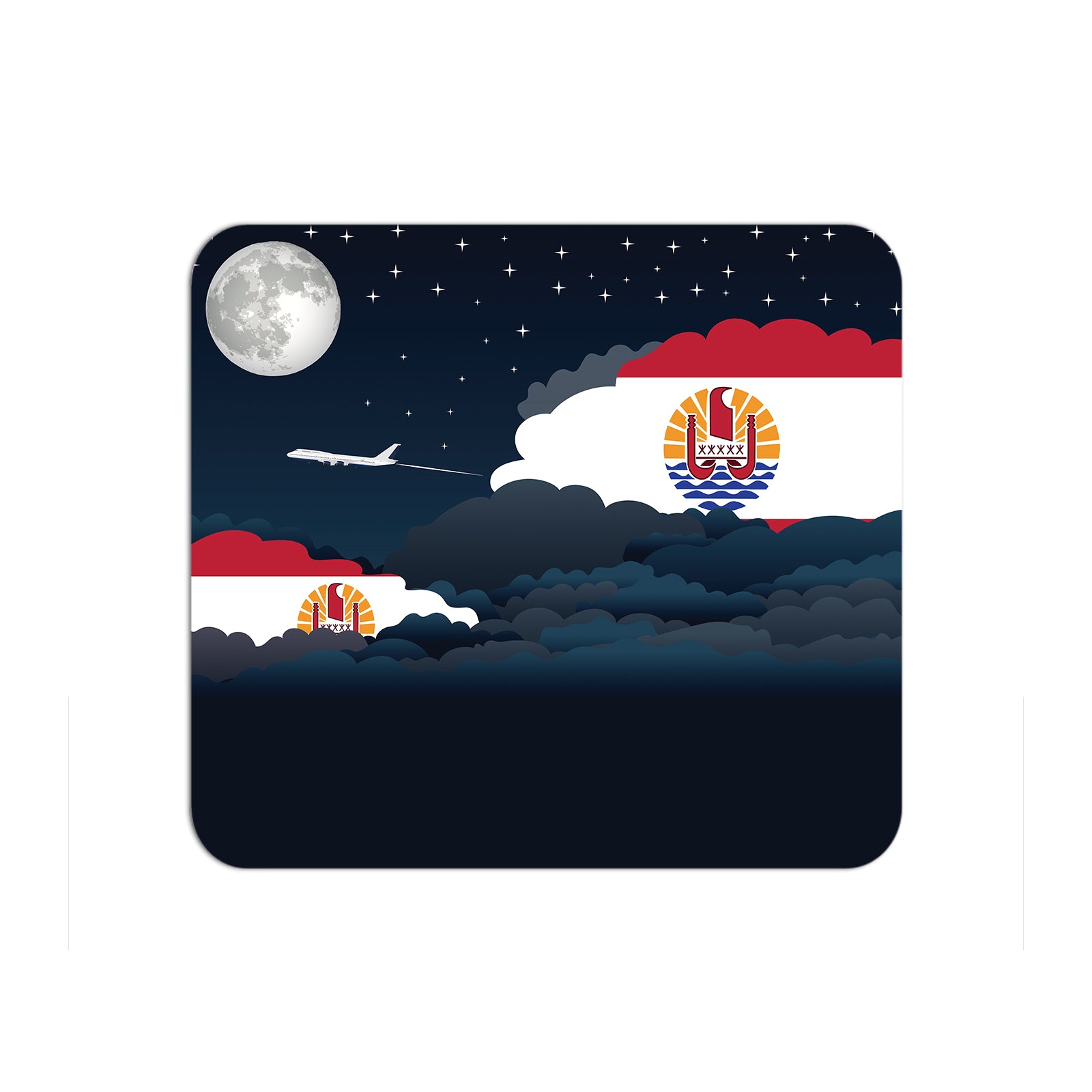 French Polynesia Flag Night Clouds Mouse pad 