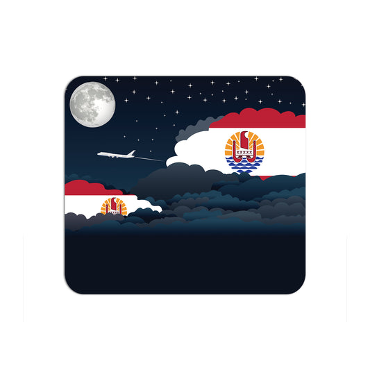 French Polynesia Flag Night Clouds Mouse pad 