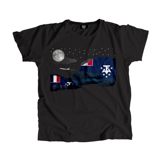 French Southern and Antarctic Lands Flags Night Clouds Unisex T-Shirt