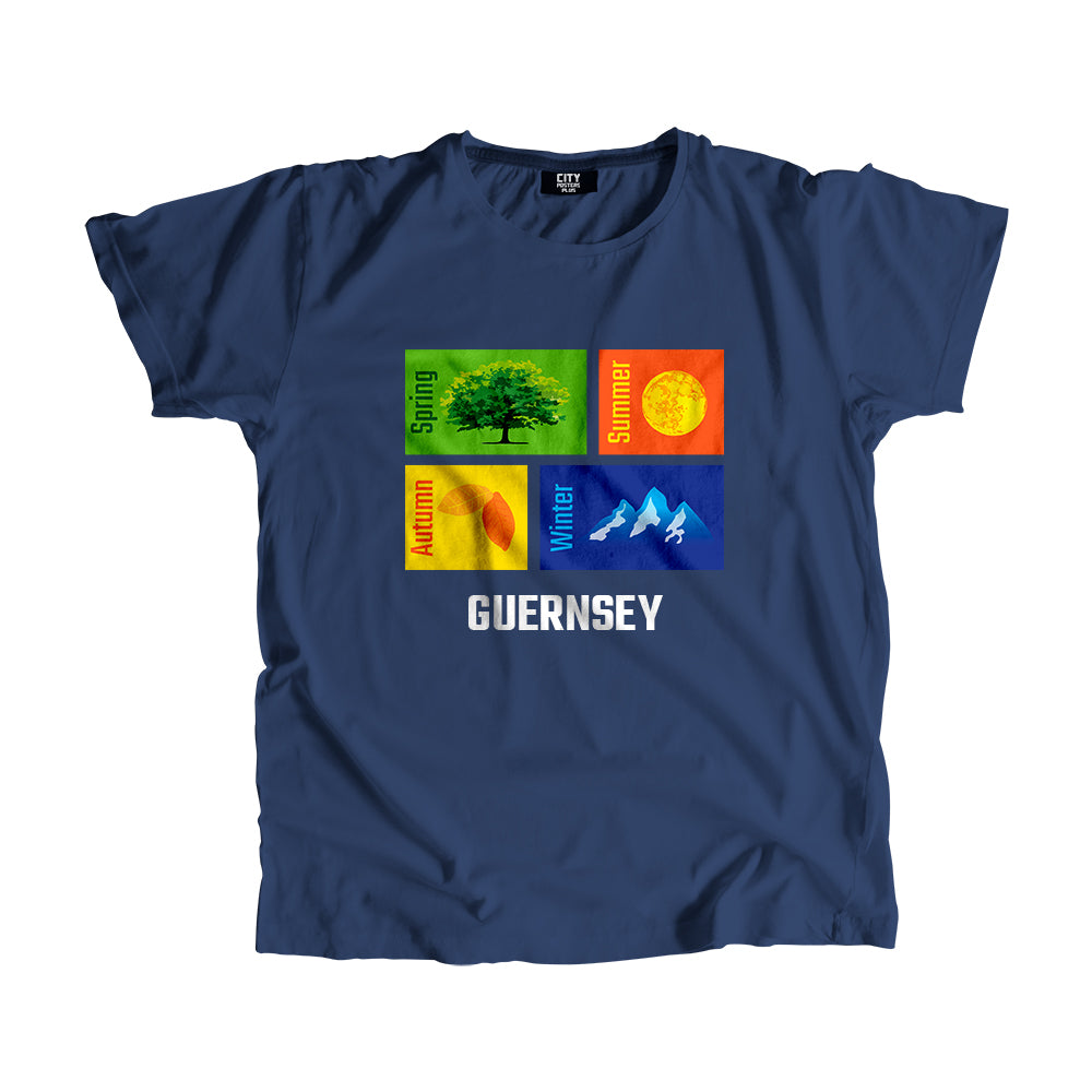 GUERNSEY Seasons Unisex T-Shirt (Navy Blue)