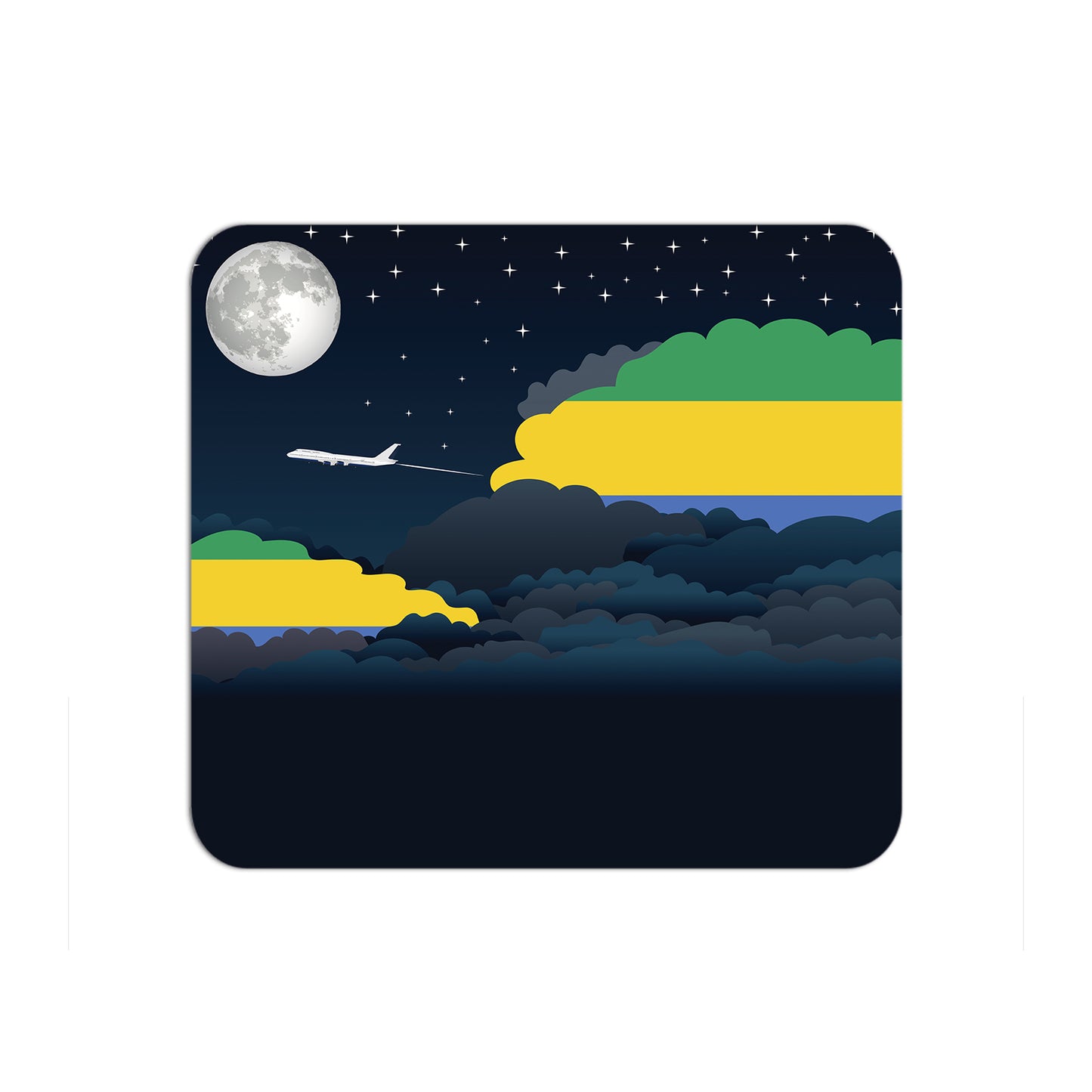 Gabon Flag Night Clouds Mouse pad 