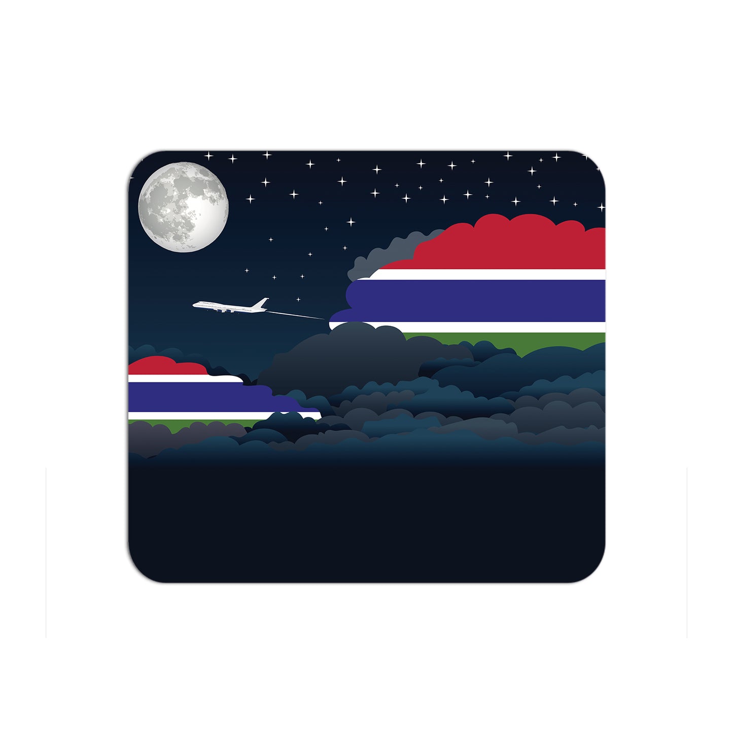 Gambia Flag Night Clouds Mouse pad 