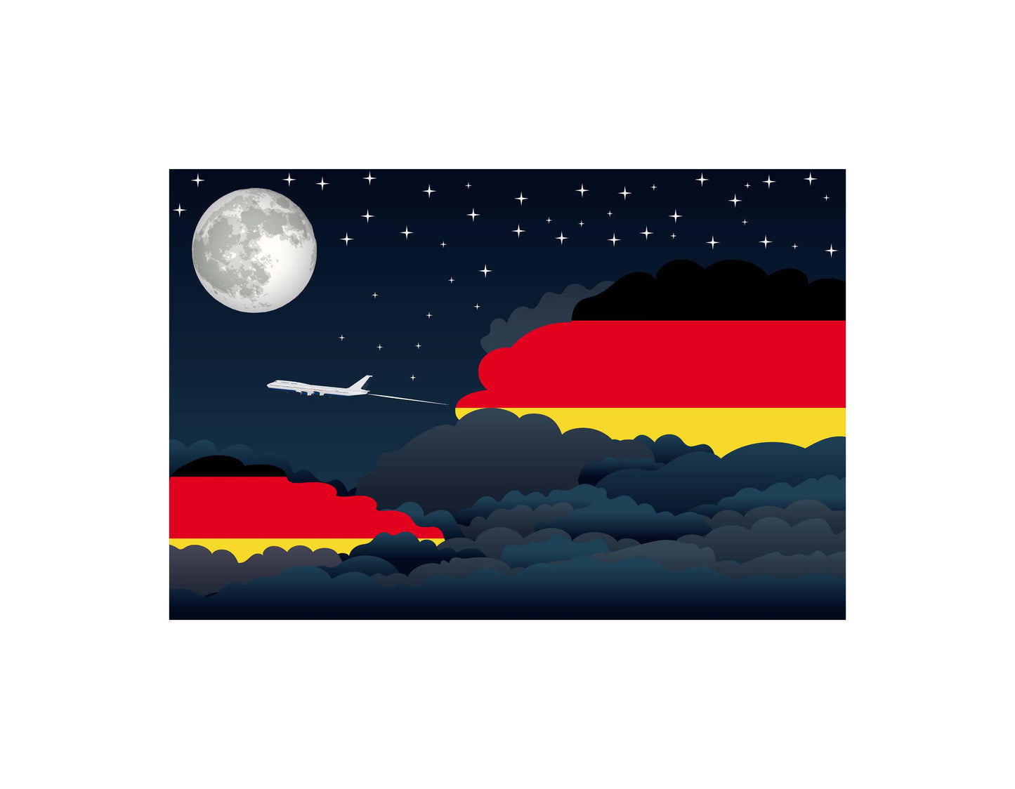 Germany Flags Night Clouds Canvas Print Framed