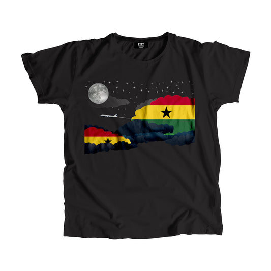 Ghana Flags Night Clouds Unisex T-Shirt